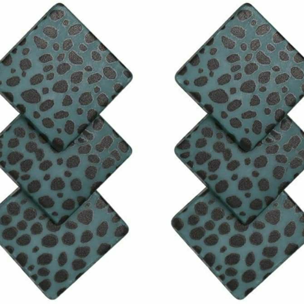Green w/ Black polka-dots Earrings
